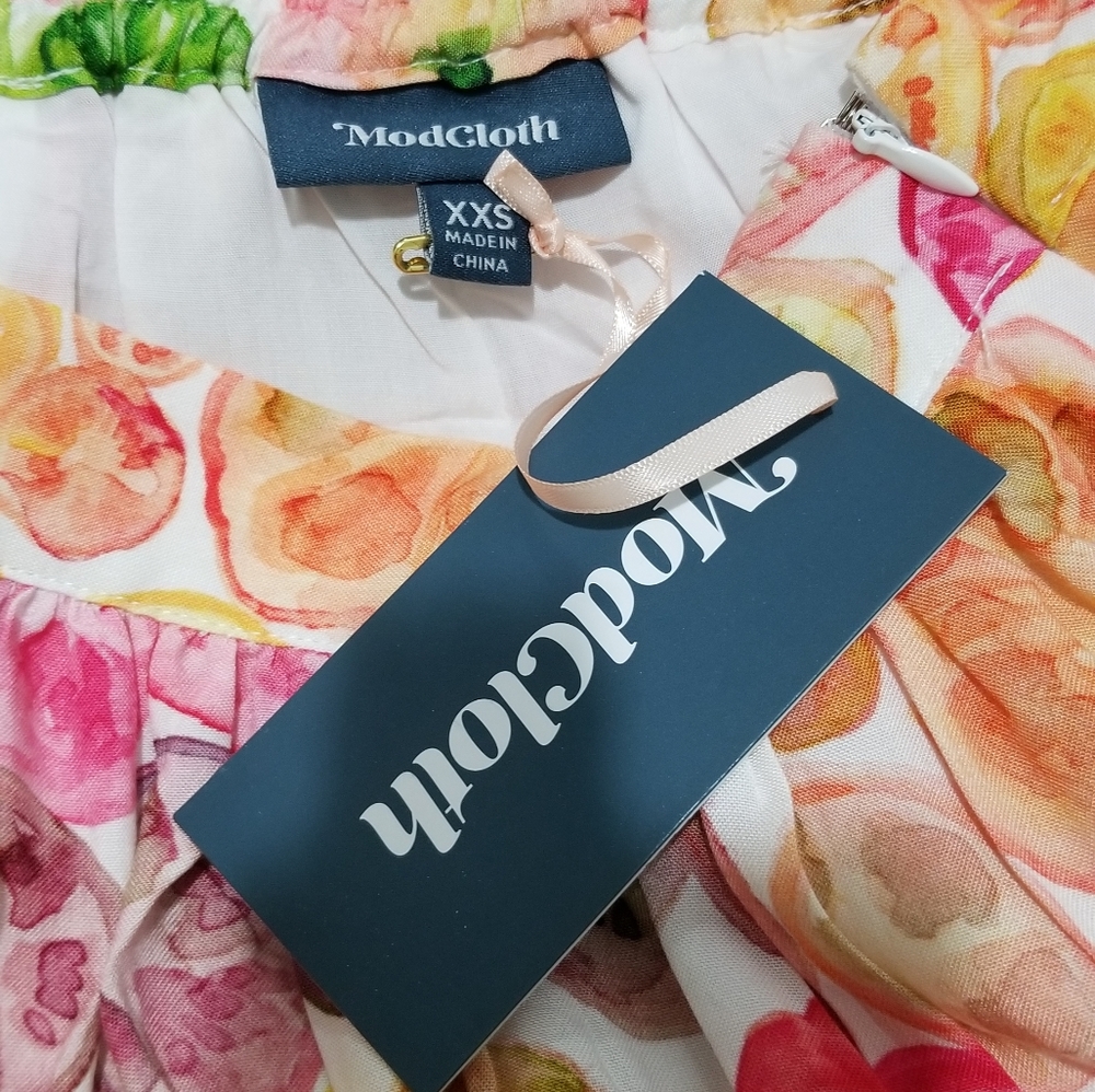 Modcloth Heirloom Tomato Print Pocket Midi Skirt xxs - Picture 7 of 8